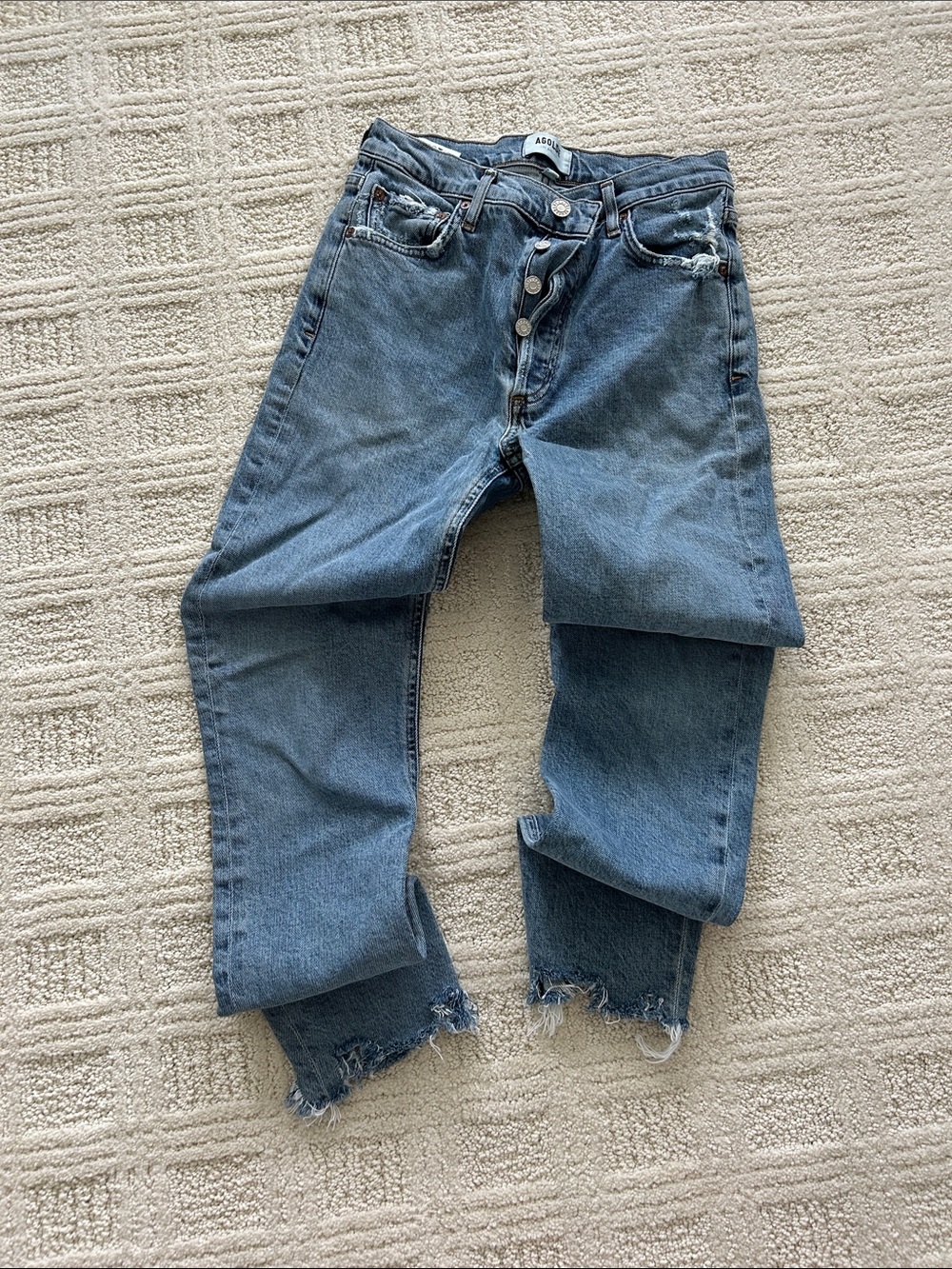 Agolde Straight-Leg High-Rise Jeans in Faded Blue
